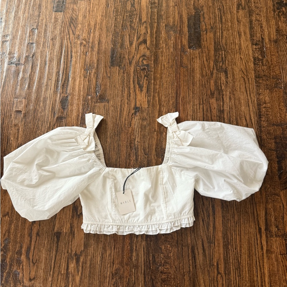 MABLE white puff sleeve top